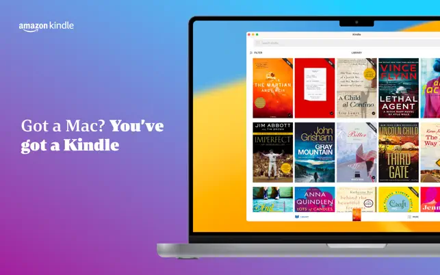 Schermata libreria e consigli dell'app Kindle