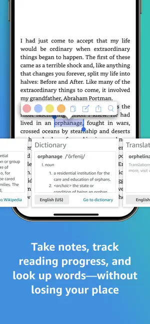 Dizionario note e avanzamento lettura in Amazon Kindle